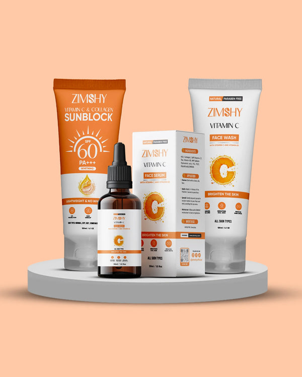 ZIMSHY Vitamin C Brightening Skincare Kit for Glowing Skin Daytime Routine
