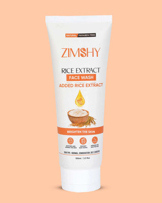 ZIMSHY Rice Extract Face Wash – Brightening for Normal, Combination, Oily & Sensitive Skin 100ML