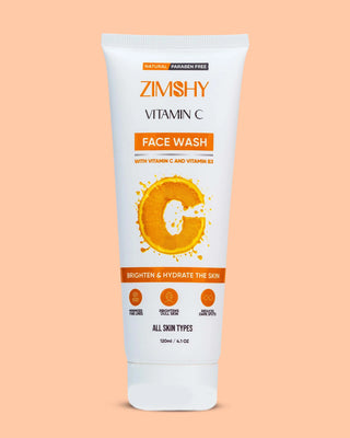 ZIMSHY Vitamin C & Niacinamide (B3) Face Wash – Brighten, Hydrate & Even Skin Tone Naturally 120ML