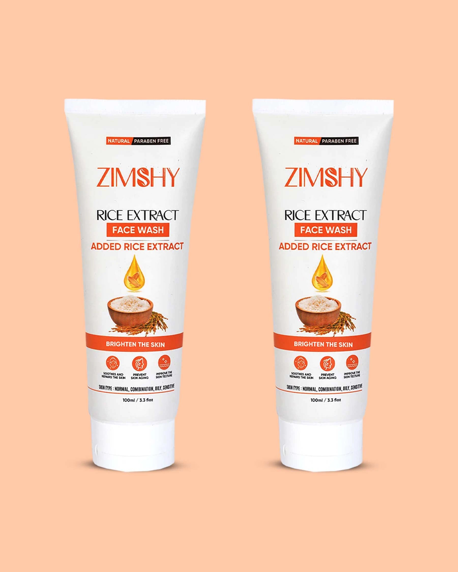 ZIMSHY Rice Extract Face Wash (Pack Of 02 )