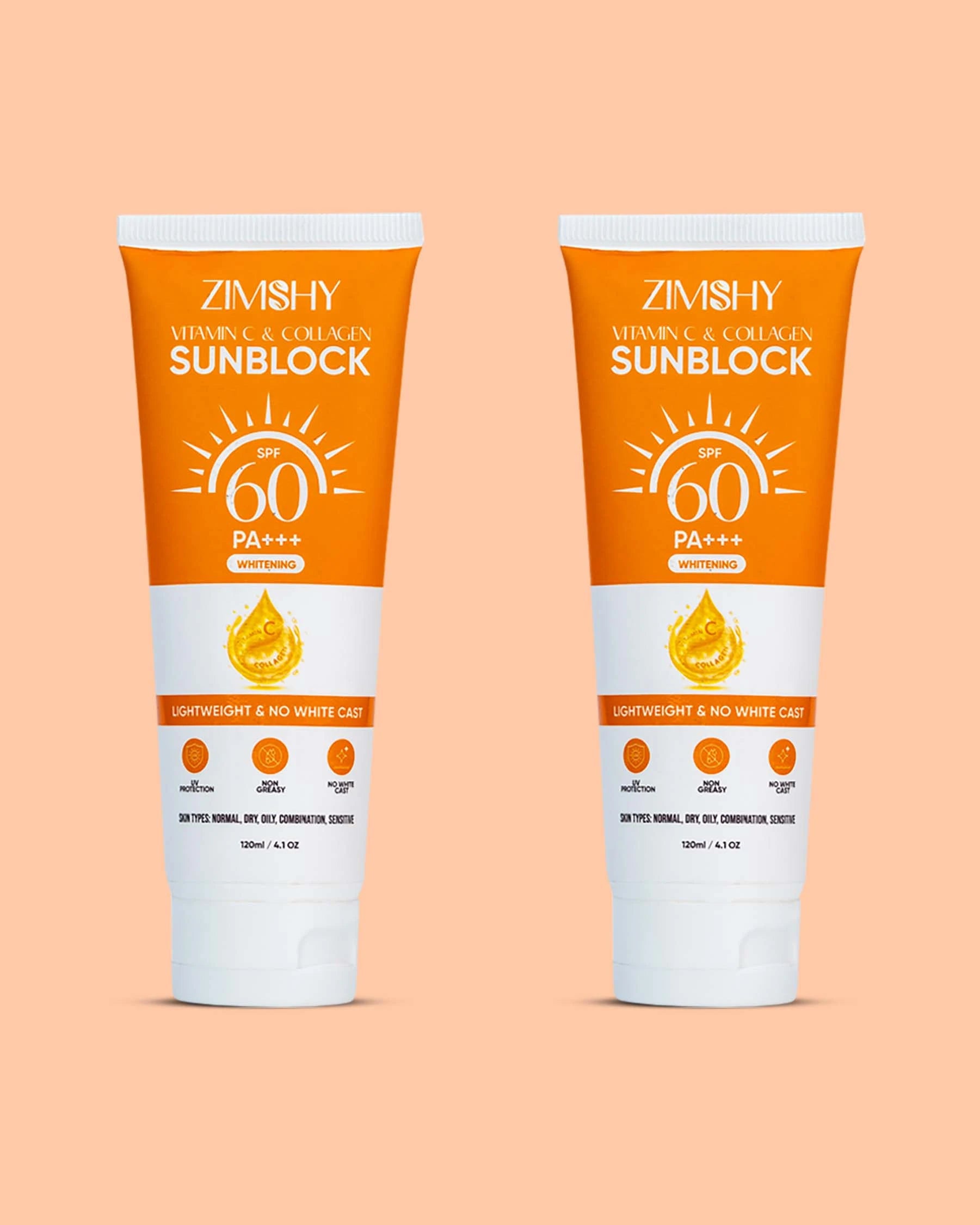 ZIMSHY Vitamin C & Collagen Sunblock SPF 60 (Pack Of 02)
