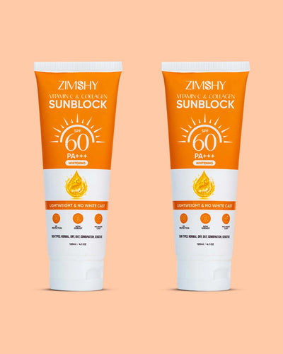 ZIMSHY Vitamin C & Collagen Sunblock SPF 60 (Pack Of 02)