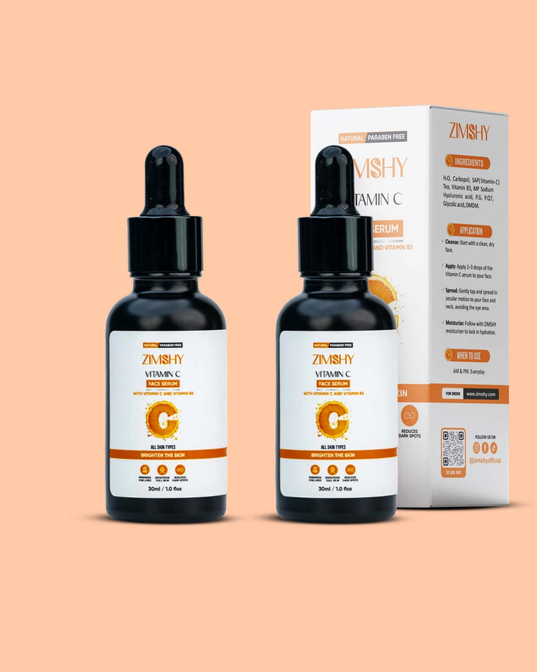 ZIMSHY Vitamin C Face Serum with Niacinamide (Pack Of 02)
